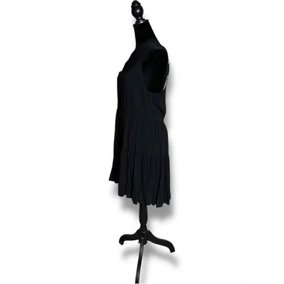 Talula Classic Black Sleeveless Skinny Strap Tiered Empire Waist Mini Dress - Picture 4 of 16